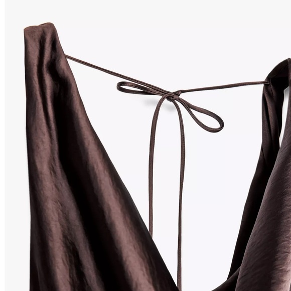 Zara NWT Brown satin long dress 2590/987 - Picture 4 of 9